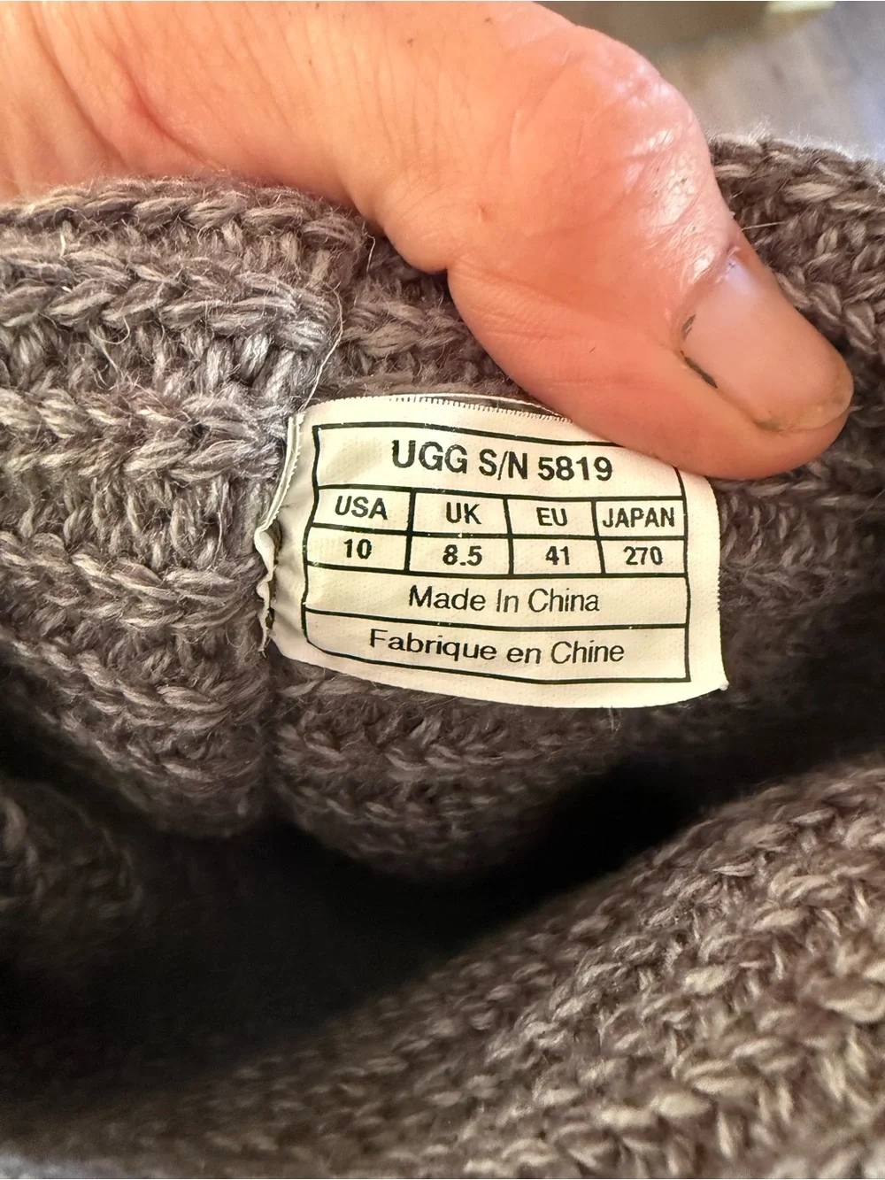 UGG Classic Cardy Gray Knit Convertible Boots Women’s Size 10